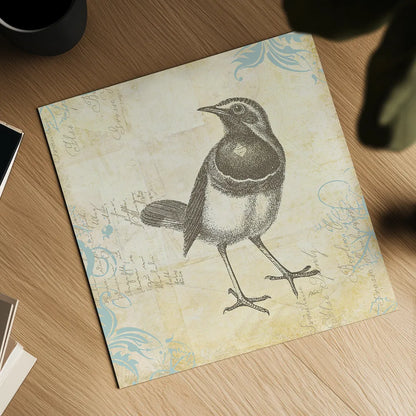 Engraved Birds II by Katie Pertiet. Shown as a detailed flat fine art print, highlighting archival giclee quality. Available as an archival giclee rolled canvas, fine art paper, or poster print. SKU 11403a.