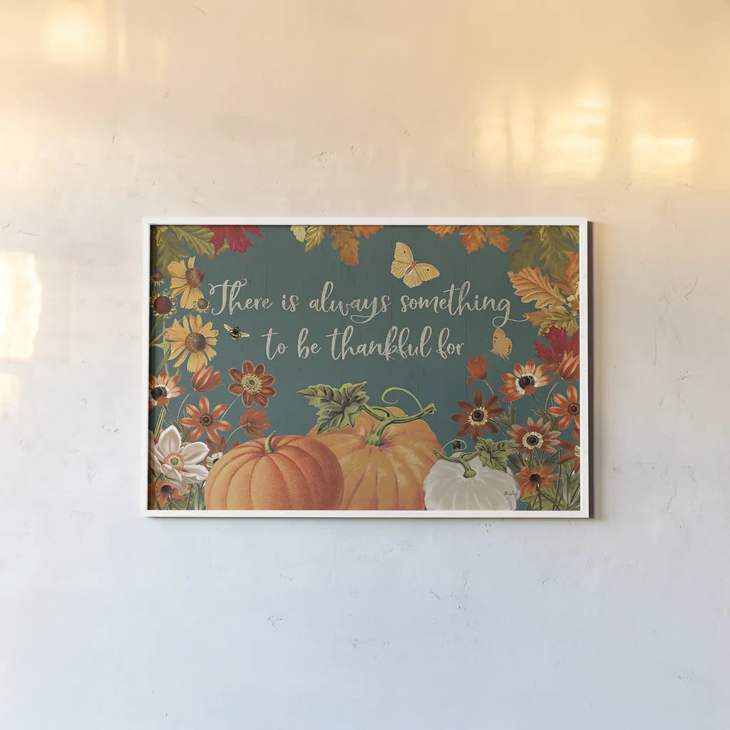 Fall Garden I Teal by Katie Pertiet. shown as a paper print in a white frame. Available as a archival giclee rolled canvas, fine art paper, or poster print. SKU 46297i.