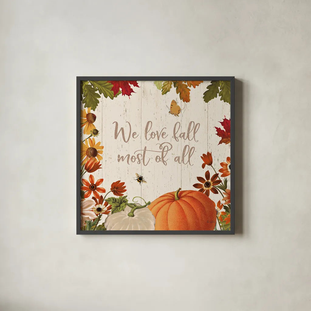 Fall Garden II by Katie Pertiet. Shown in a sleek black glass frame for a contemporary gallery look. Available as an archival giclee rolled canvas, fine art paper, or poster print. SKU 46293a.