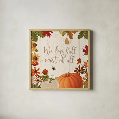 Fall Garden II by Katie Pertiet. Shown in a natural wood glass frame for a timeless modern aesthetic. Available as an archival giclee rolled canvas, fine art paper, or poster print. SKU 46293a.