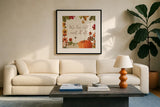 Fall Garden II by Katie Pertiet. Displayed in a glass frame with matte in a clean modern living room. Available as an archival giclee rolled canvas, fine art paper, or poster print. SKU 46293a.