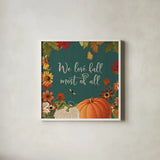 Fall Garden II Teal by Katie Pertiet. Shown in a crisp white glass frame for a clean and minimalist style. Available as an archival giclee rolled canvas, fine art paper, or poster print. SKU 46298a.
