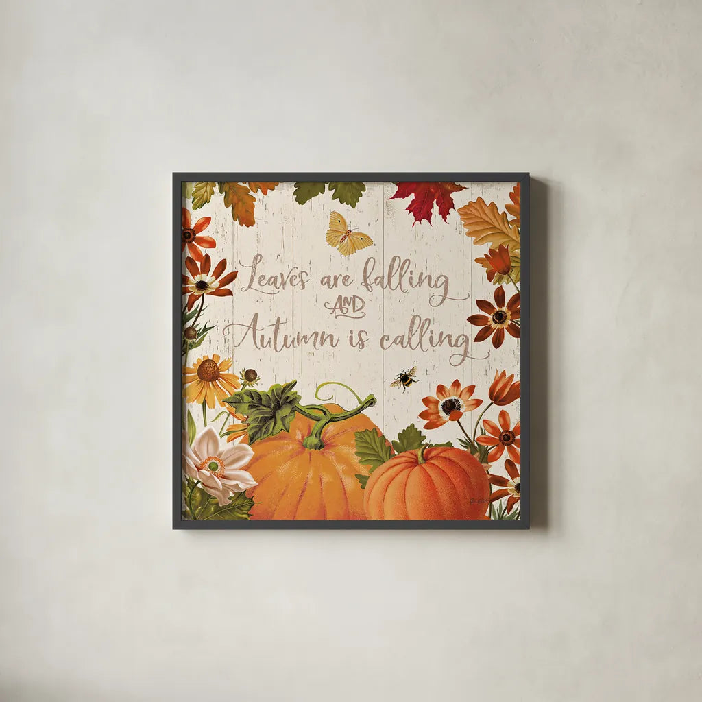 Fall Garden III by Katie Pertiet. Shown in a sleek black glass frame for a contemporary gallery look. Available as an archival giclee rolled canvas, fine art paper, or poster print. SKU 46294a.