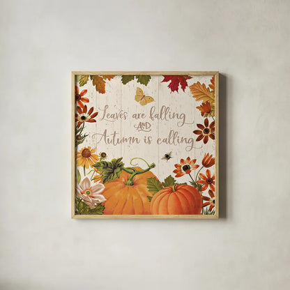 Fall Garden III by Katie Pertiet. Shown in a natural wood glass frame for a timeless modern aesthetic. Available as an archival giclee rolled canvas, fine art paper, or poster print. SKU 46294a.