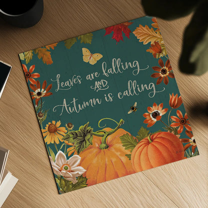 Fall Garden III Teal by Katie Pertiet. Shown as a detailed flat fine art print, highlighting archival giclee quality. Available as an archival giclee rolled canvas, fine art paper, or poster print. SKU 46299a.