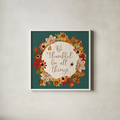 Fall Garden IV Teal by Katie Pertiet. Shown in a crisp white glass frame for a clean and minimalist style. Available as an archival giclee rolled canvas, fine art paper, or poster print. SKU 46300a.