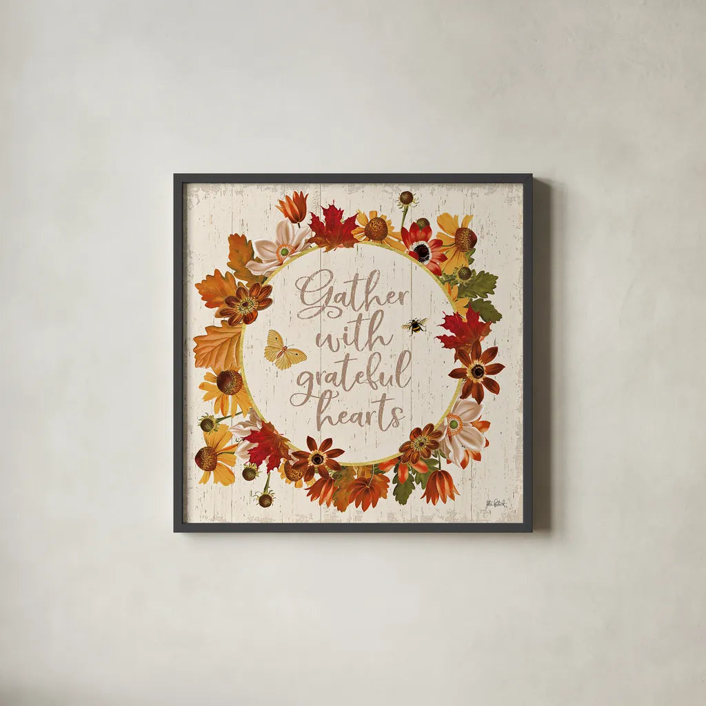 Fall Garden V by Katie Pertiet. Shown in a sleek black glass frame for a contemporary gallery look. Available as an archival giclee rolled canvas, fine art paper, or poster print. SKU 46296a.