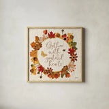 Fall Garden V by Katie Pertiet. Shown in a natural wood glass frame for a timeless modern aesthetic. Available as an archival giclee rolled canvas, fine art paper, or poster print. SKU 46296a.