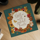 Fall Garden V Teal by Katie Pertiet. Shown as a detailed flat fine art print, highlighting archival giclee quality. Available as an archival giclee rolled canvas, fine art paper, or poster print. SKU 46301a.