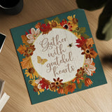 Fall Garden V Teal v2 by Katie Pertiet. Shown as a detailed flat fine art print, highlighting archival giclee quality. Available as an archival giclee rolled canvas, fine art paper, or poster print. SKU 47876a.