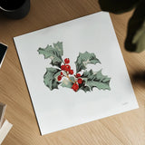 Farmhouse Christmas Floral II by Katie Pertiet. Shown as a detailed flat fine art print, highlighting archival giclee quality. Available as an archival giclee rolled canvas, fine art paper, or poster print. SKU 64779a.