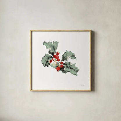 Farmhouse Christmas Floral II by Katie Pertiet. Shown in a natural wood glass frame for a timeless modern aesthetic. Available as an archival giclee rolled canvas, fine art paper, or poster print. SKU 64779a.