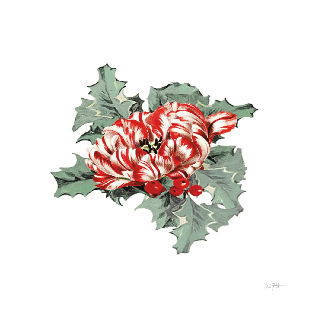 Farmhouse Christmas Floral IV by Katie Pertiet. SKU 64781a. Archival Giclee Fine art print for wall decor.