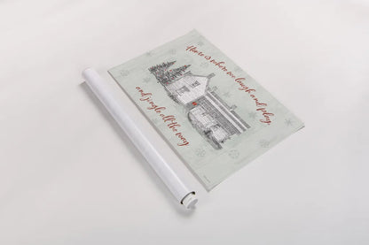 Farmhouse Christmas I by Katie Pertiet. shown as a rolled paper print. Available as archival giclee rolled canvas, fine art paper, or poster print. SKU 61687i.