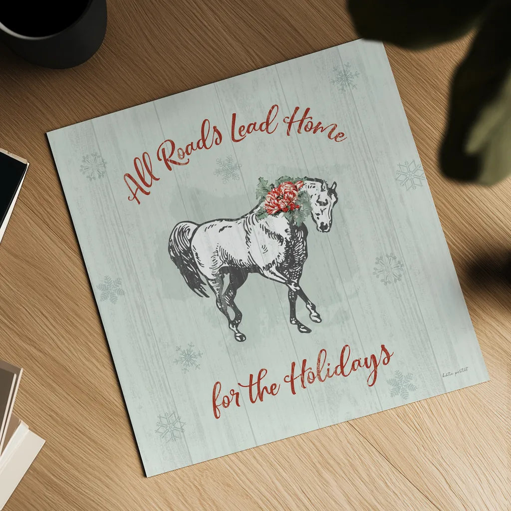 Farmhouse Christmas IV by Katie Pertiet. Shown as a detailed flat fine art print, highlighting archival giclee quality. Available as an archival giclee rolled canvas, fine art paper, or poster print. SKU 61690a.