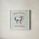 Farmhouse Christmas IV by Katie Pertiet. Shown in a crisp white glass frame for a clean and minimalist style. Available as an archival giclee rolled canvas, fine art paper, or poster print. SKU 61690a.