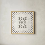 Farmhouse Fresh 01A Home Sweet Home by Katie Pertiet. Shown in a natural wood glass frame for a timeless modern aesthetic. Available as an archival giclee rolled canvas, fine art paper, or poster print. SKU 54164a.