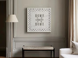 Farmhouse Fresh 01A Home Sweet Home by Katie Pertiet. shown as a paper print in a white frame. Available as a archival giclee rolled canvas, fine art paper, or poster print. SKU 54164a.