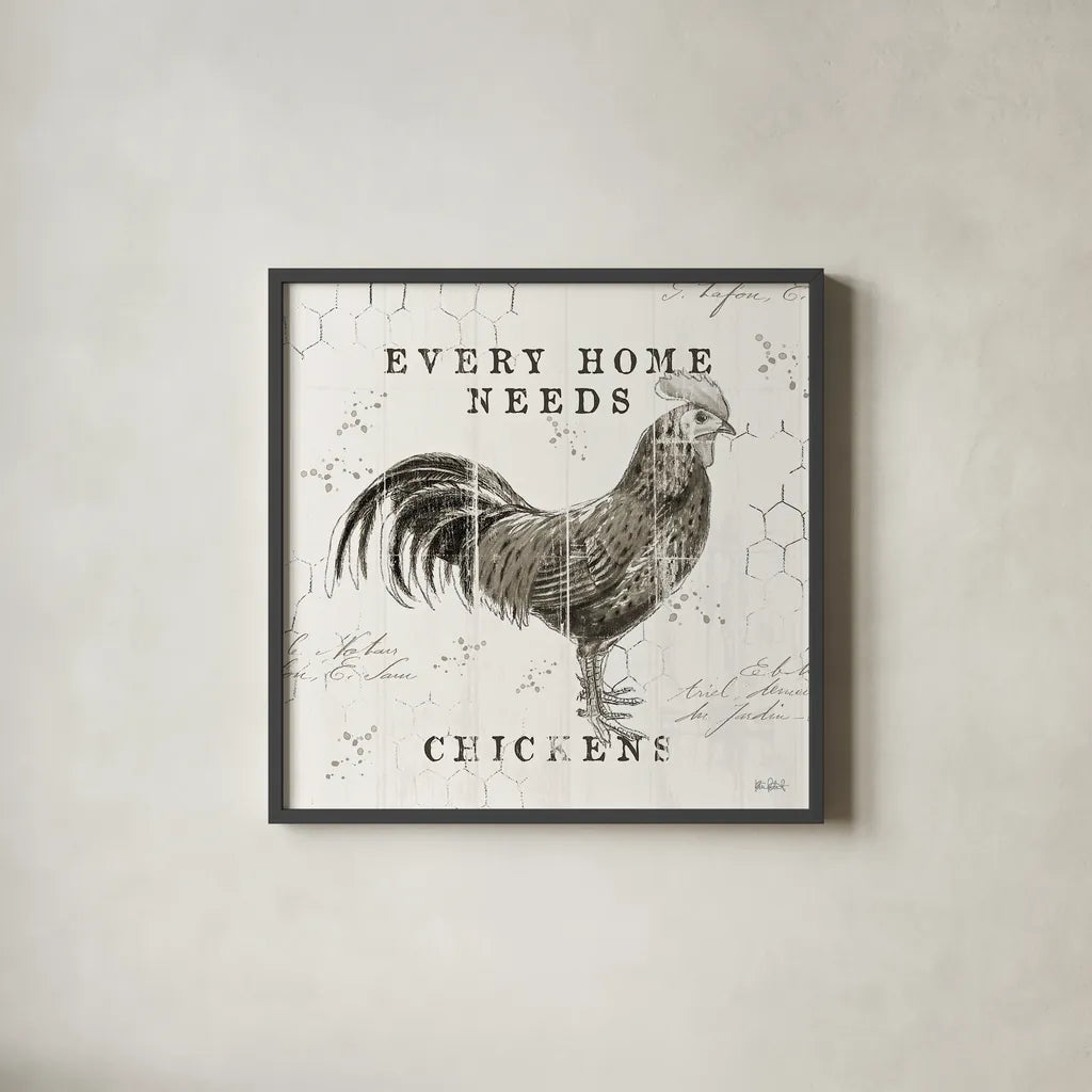 Farmhouse Fresh II by Katie Pertiet. Shown in a sleek black glass frame for a contemporary gallery look. Available as an archival giclee rolled canvas, fine art paper, or poster print. SKU 33676a.