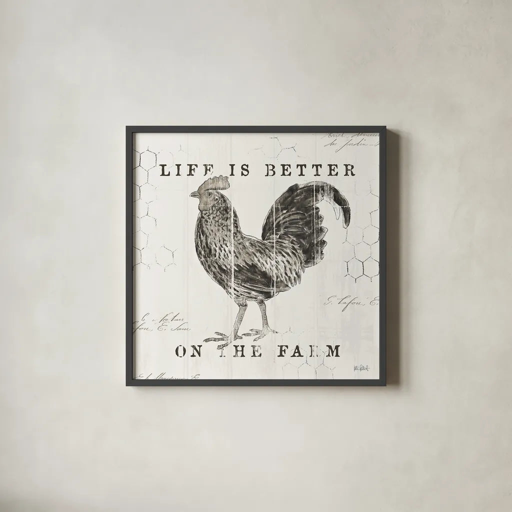 Farmhouse Fresh III by Katie Pertiet. Shown in a sleek black glass frame for a contemporary gallery look. Available as an archival giclee rolled canvas, fine art paper, or poster print. SKU 33677a.