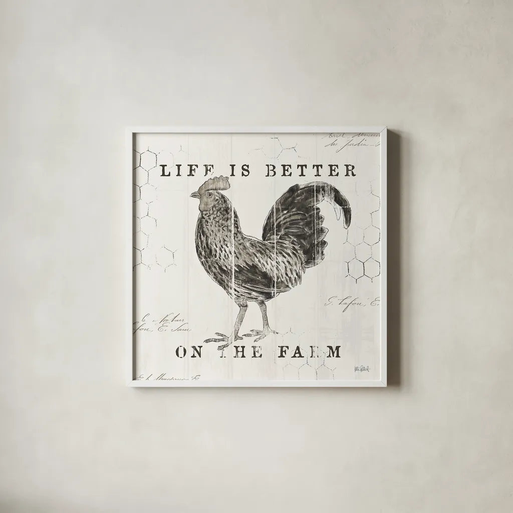 Farmhouse Fresh III by Katie Pertiet. Shown in a crisp white glass frame for a clean and minimalist style. Available as an archival giclee rolled canvas, fine art paper, or poster print. SKU 33677a.