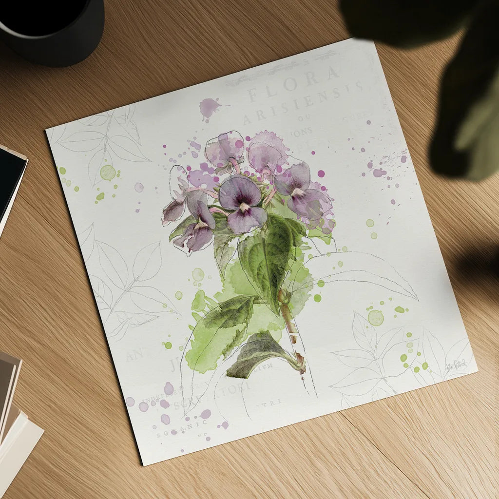 Floral Splash III by Katie Pertiet. Shown as a detailed flat fine art print, highlighting archival giclee quality. Available as an archival giclee rolled canvas, fine art paper, or poster print. SKU 27183a.