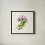 Floral Splash III by Katie Pertiet. Shown in a sleek black glass frame for a contemporary gallery look. Available as an archival giclee rolled canvas, fine art paper, or poster print. SKU 27183a.