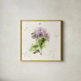 Floral Splash III by Katie Pertiet. Shown in a natural wood glass frame for a timeless modern aesthetic. Available as an archival giclee rolled canvas, fine art paper, or poster print. SKU 27183a.