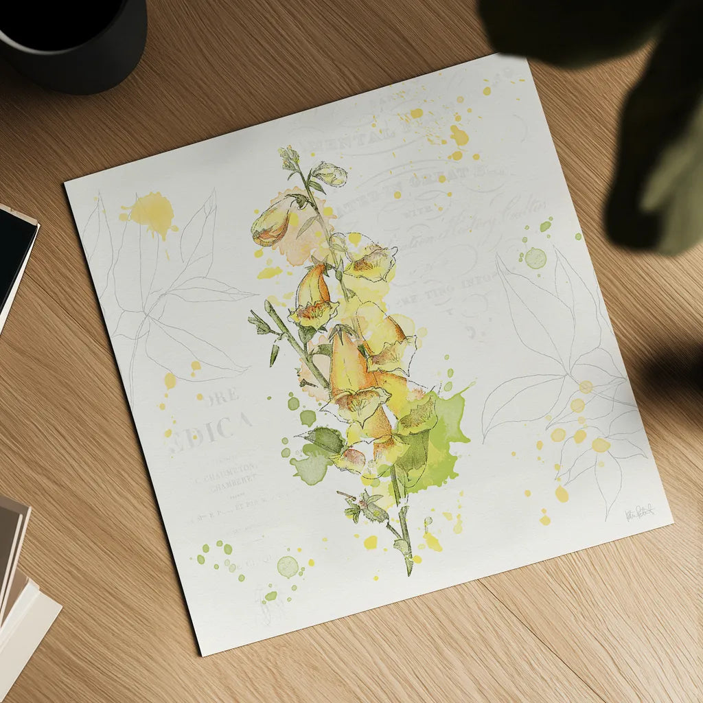 Floral Splash IV by Katie Pertiet. Shown as a detailed flat fine art print, highlighting archival giclee quality. Available as an archival giclee rolled canvas, fine art paper, or poster print. SKU 27184a.