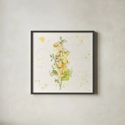 Floral Splash IV by Katie Pertiet. Shown in a sleek black glass frame for a contemporary gallery look. Available as an archival giclee rolled canvas, fine art paper, or poster print. SKU 27184a.