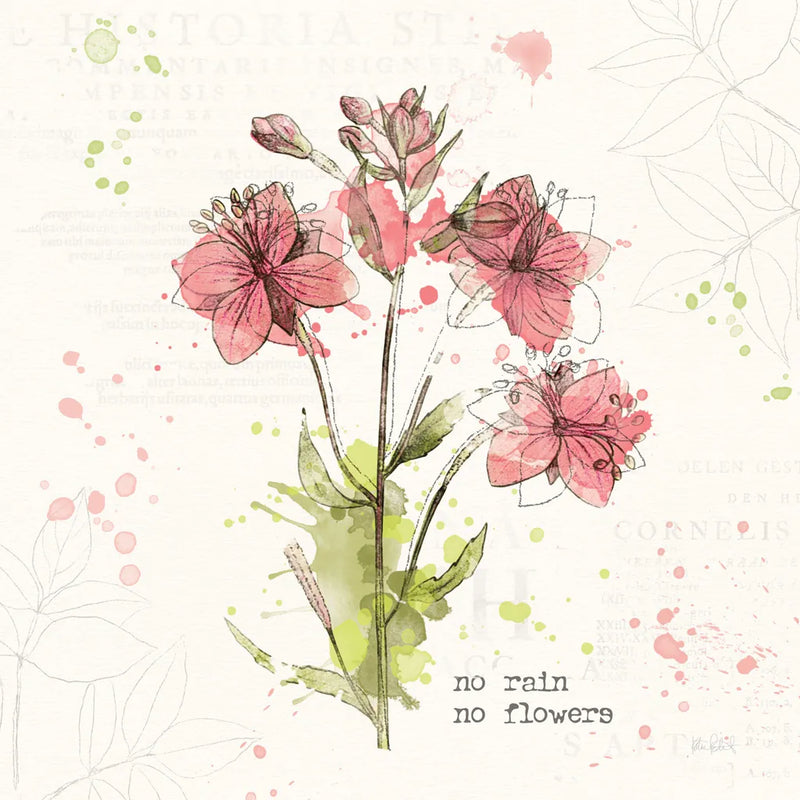 Floral Splash V Rain by Katie Pertiet. SKU 56413a. Archival Giclee Fine art print for wall decor.
