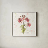 Floral Splash V Rain by Katie Pertiet. Shown in a crisp white glass frame for a clean and minimalist style. Available as an archival giclee rolled canvas, fine art paper, or poster print. SKU 56413a.