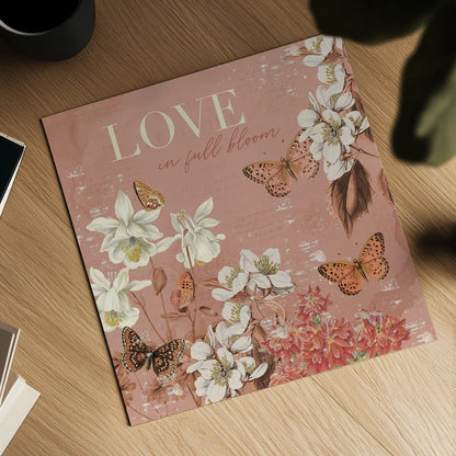 Flutter and Bloom I by Katie Pertiet. Shown as a detailed flat fine art print, highlighting archival giclee quality. Available as an archival giclee rolled canvas, fine art paper, or poster print. SKU 98286a.