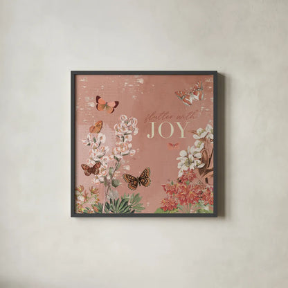 Flutter and Bloom III by Katie Pertiet. Shown in a sleek black glass frame for a contemporary gallery look. Available as an archival giclee rolled canvas, fine art paper, or poster print. SKU 98288a.