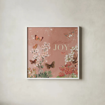 Flutter and Bloom III by Katie Pertiet. Shown in a crisp white glass frame for a clean and minimalist style. Available as an archival giclee rolled canvas, fine art paper, or poster print. SKU 98288a.