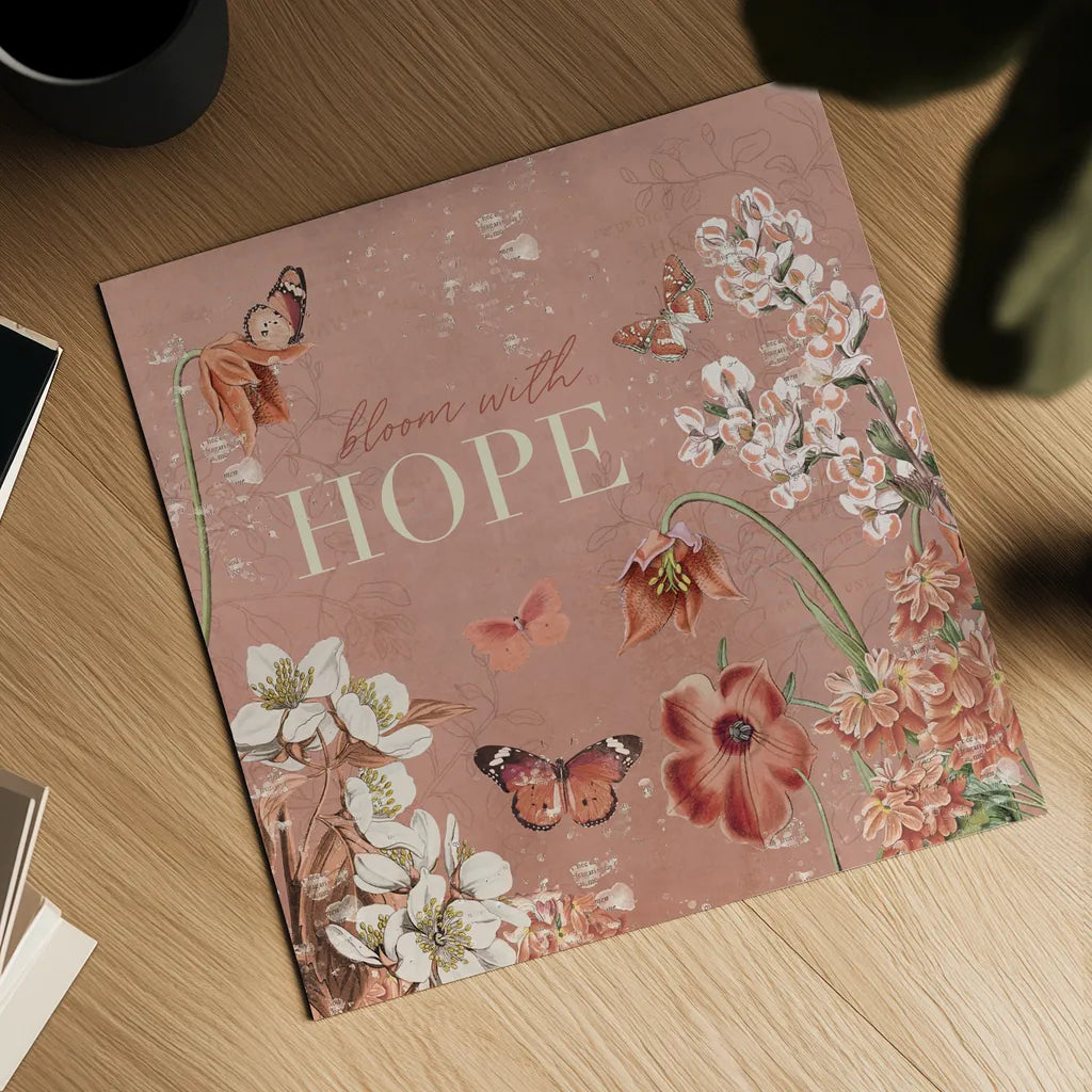 Flutter and Bloom IV by Katie Pertiet. Shown as a detailed flat fine art print, highlighting archival giclee quality. Available as an archival giclee rolled canvas, fine art paper, or poster print. SKU 98289a.