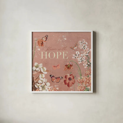 Flutter and Bloom IV by Katie Pertiet. Shown in a crisp white glass frame for a clean and minimalist style. Available as an archival giclee rolled canvas, fine art paper, or poster print. SKU 98289a.