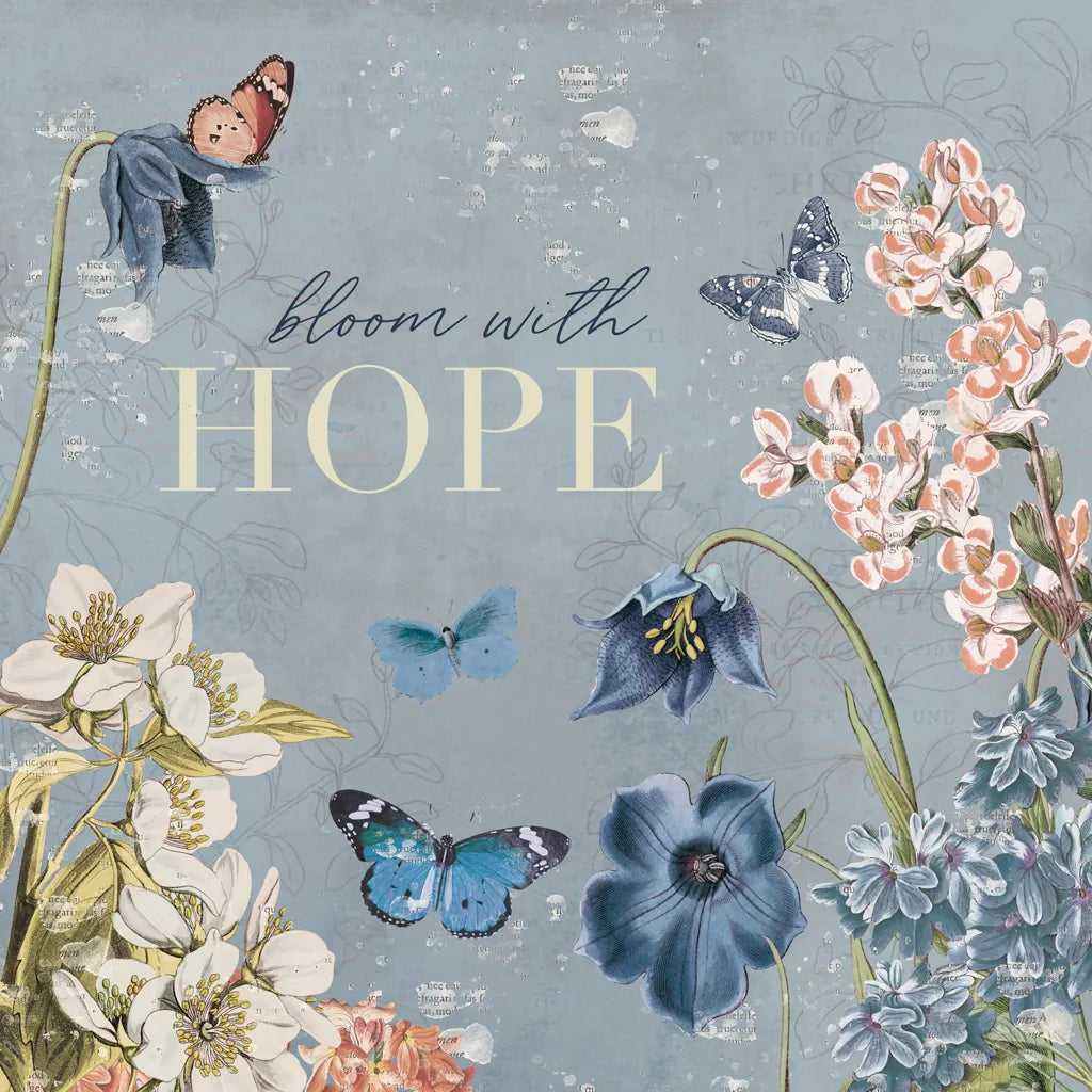 Flutter and Bloom IV Blue by Katie Pertiet. SKU 98804a. Archival Giclee Fine art print for wall decor.