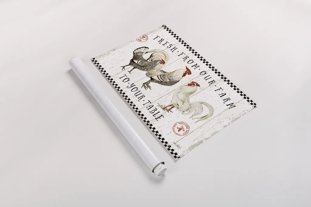 Free Range Fresh I by Katie Pertiet. shown as a rolled paper print. Available as archival giclee rolled canvas, fine art paper, or poster print. SKU 47455i.