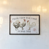 Free Range Fresh I by Katie Pertiet. shown as a paper print in a black flame. Available as a archival giclee rolled canvas, fine art paper, or poster print. SKU 47455i.