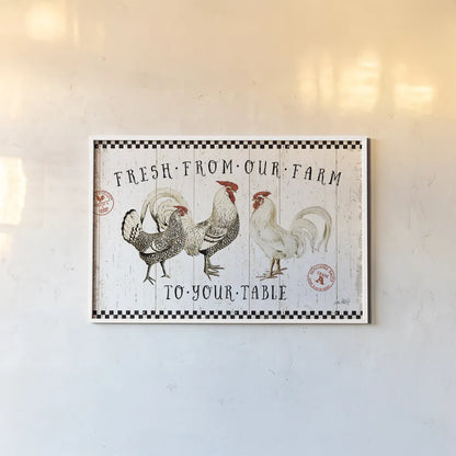 Free Range Fresh I by Katie Pertiet. shown as a paper print in a white frame. Available as a archival giclee rolled canvas, fine art paper, or poster print. SKU 47455i.