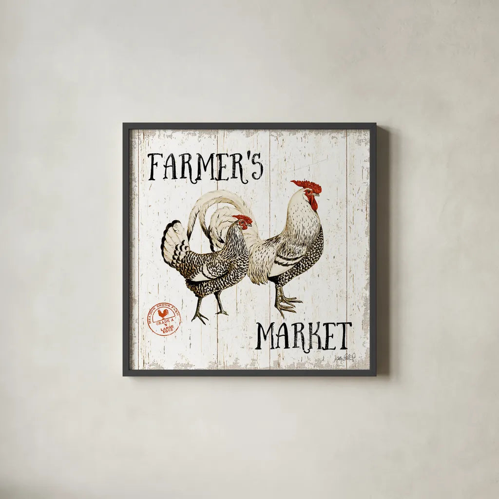 Free Range Fresh II by Katie Pertiet. Shown in a sleek black glass frame for a contemporary gallery look. Available as an archival giclee rolled canvas, fine art paper, or poster print. SKU 47456a.