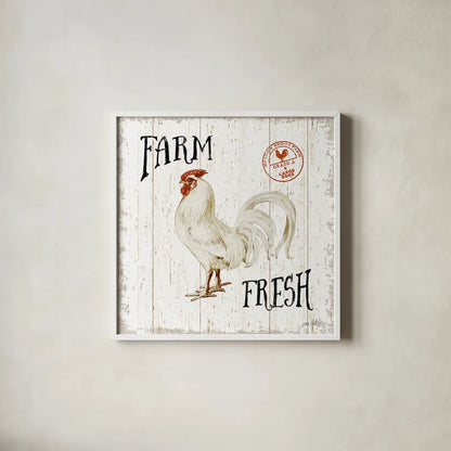 Free Range Fresh III by Katie Pertiet. Shown in a crisp white glass frame for a clean and minimalist style. Available as an archival giclee rolled canvas, fine art paper, or poster print. SKU 47457a.