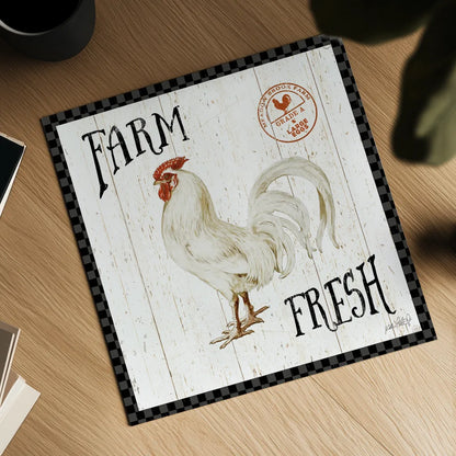 Free Range Fresh III Checker Border by Katie Pertiet. Shown as a detailed flat fine art print, highlighting archival giclee quality. Available as an archival giclee rolled canvas, fine art paper, or poster print. SKU 48173a.