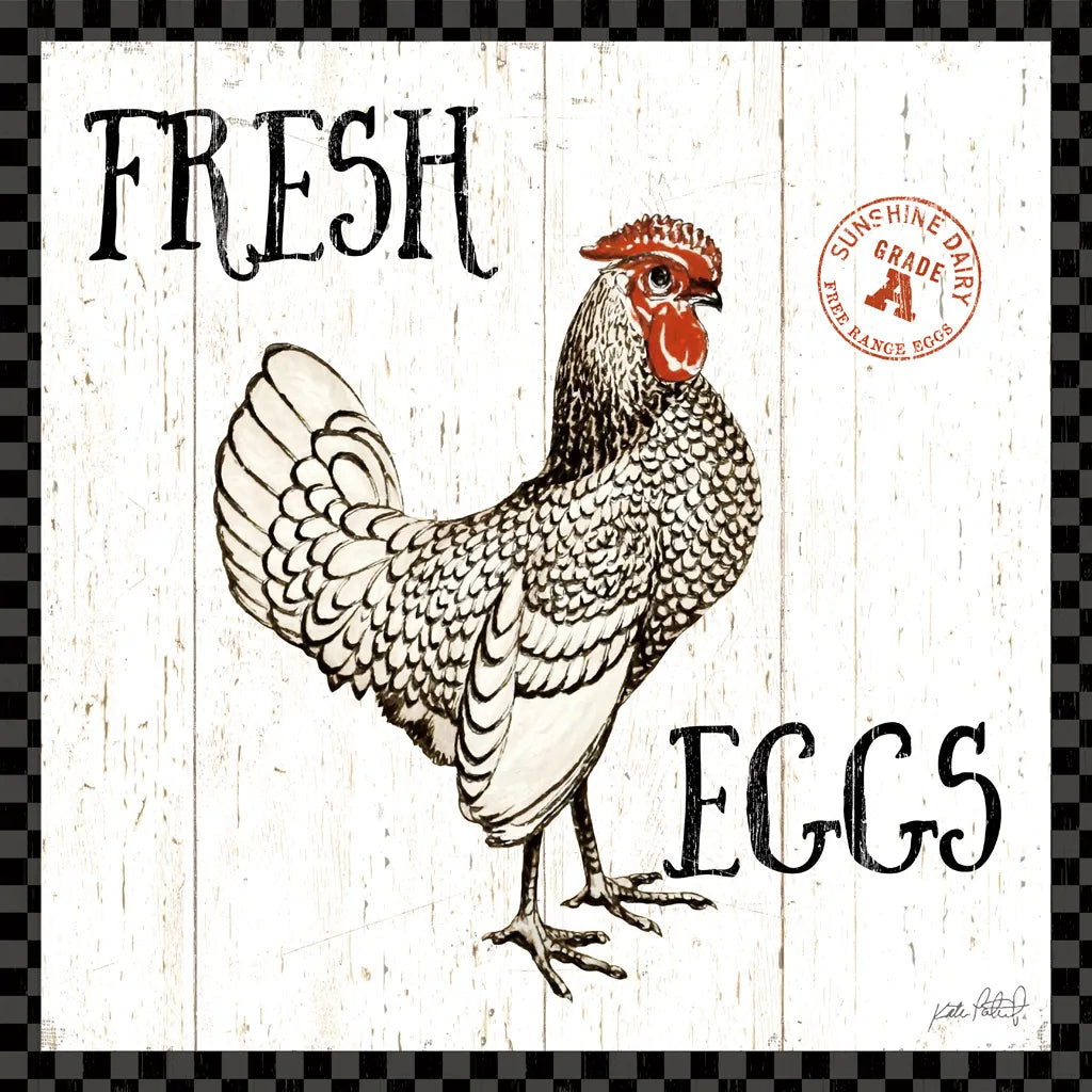 Free Range Fresh IV Checker Border by Katie Pertiet. SKU 48174a. Archival Giclee Fine art print for wall decor.