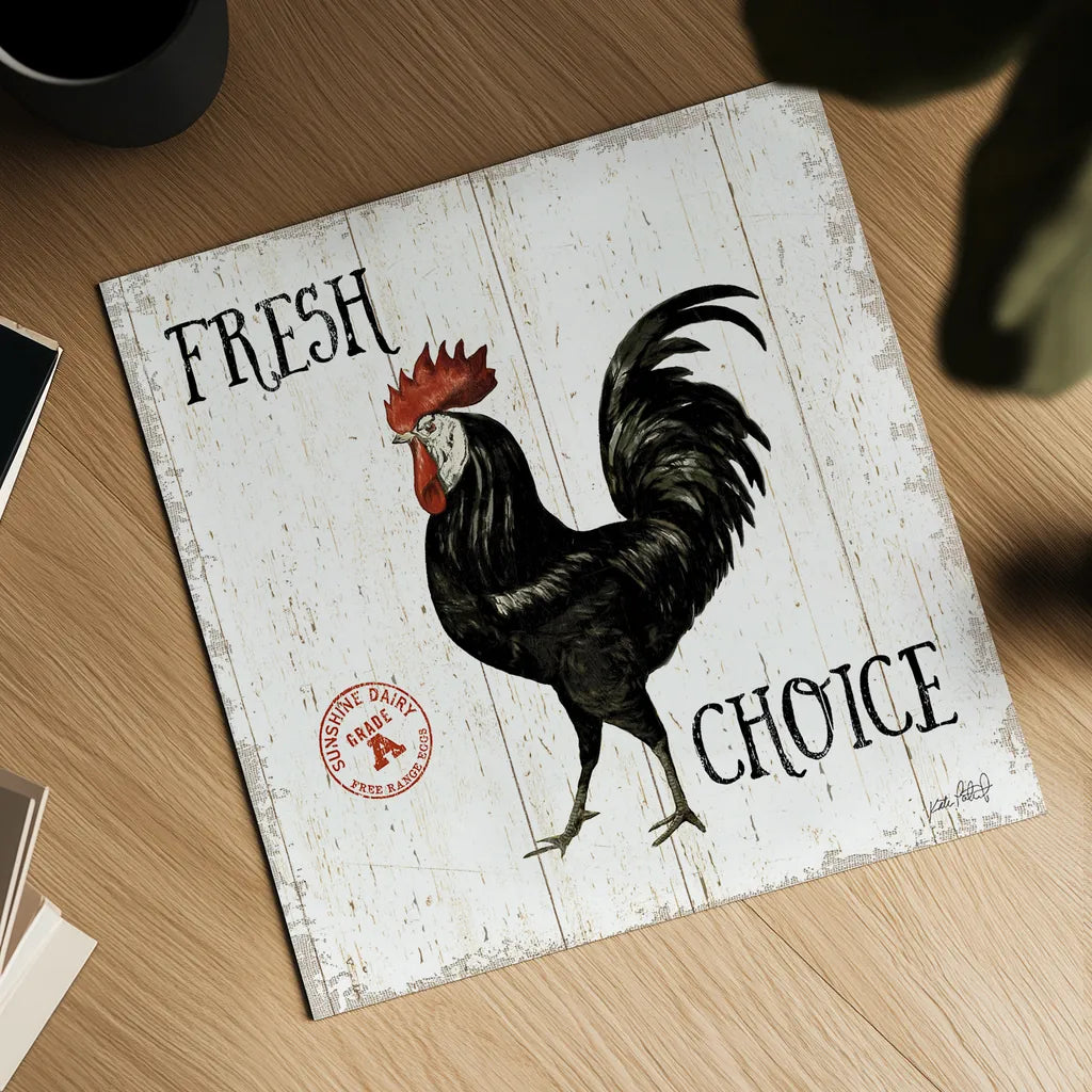 Free Range Fresh V by Katie Pertiet. Shown as a detailed flat fine art print, highlighting archival giclee quality. Available as an archival giclee rolled canvas, fine art paper, or poster print. SKU 47459a.