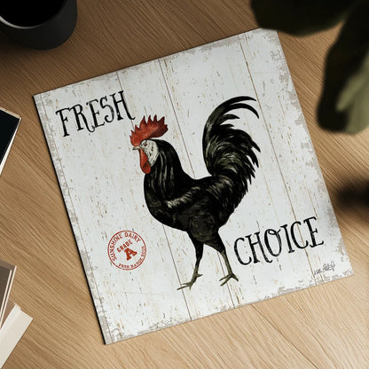 Free Range Fresh V by Katie Pertiet. Shown as a detailed flat fine art print, highlighting archival giclee quality. Available as an archival giclee rolled canvas, fine art paper, or poster print. SKU 47459a.
