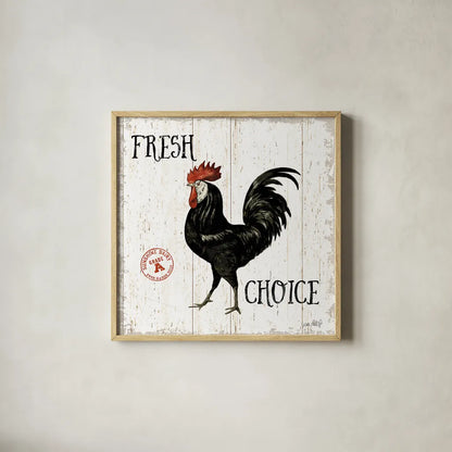 Free Range Fresh V by Katie Pertiet. Shown in a natural wood glass frame for a timeless modern aesthetic. Available as an archival giclee rolled canvas, fine art paper, or poster print. SKU 47459a.