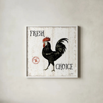 Free Range Fresh V by Katie Pertiet. Shown in a crisp white glass frame for a clean and minimalist style. Available as an archival giclee rolled canvas, fine art paper, or poster print. SKU 47459a.
