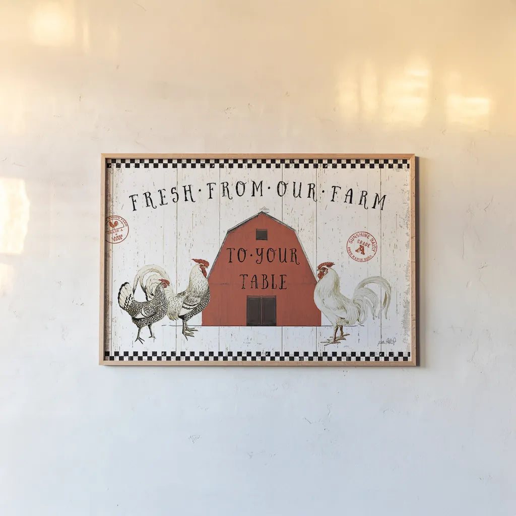 Free Range Fresh VI by Katie Pertiet. shown as a paper print in a natural frame. Available as a archival giclee rolled canvas, fine art paper, or poster print. SKU 49142i.